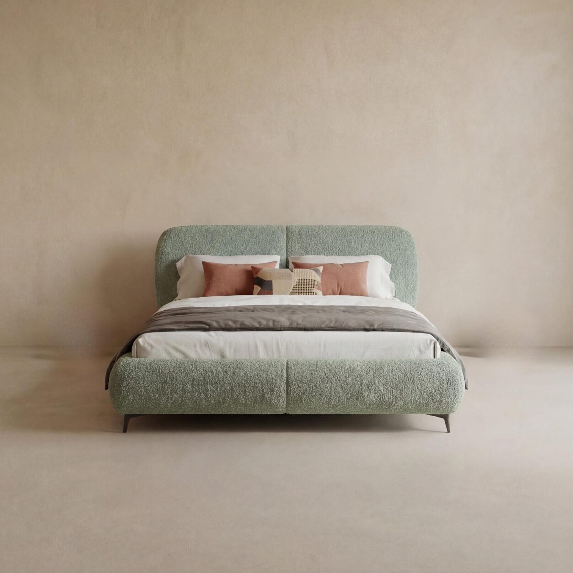 The Bed No. 2, CM-01, front view - handcrafted furniture by EWAcompany