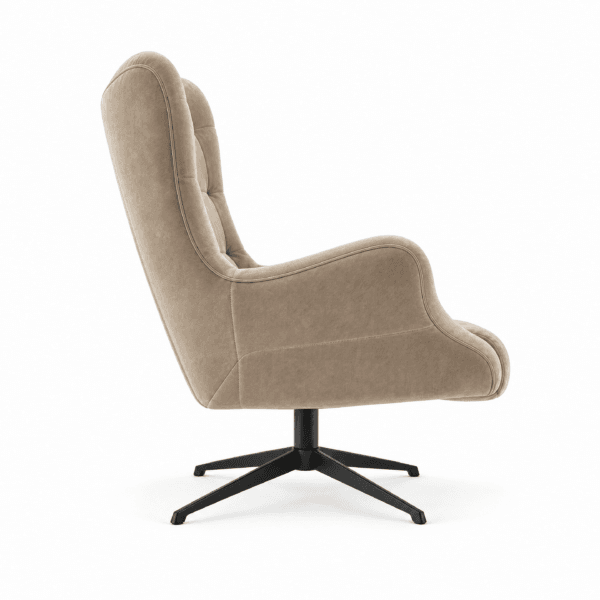 beige armchair with swivel base – side view