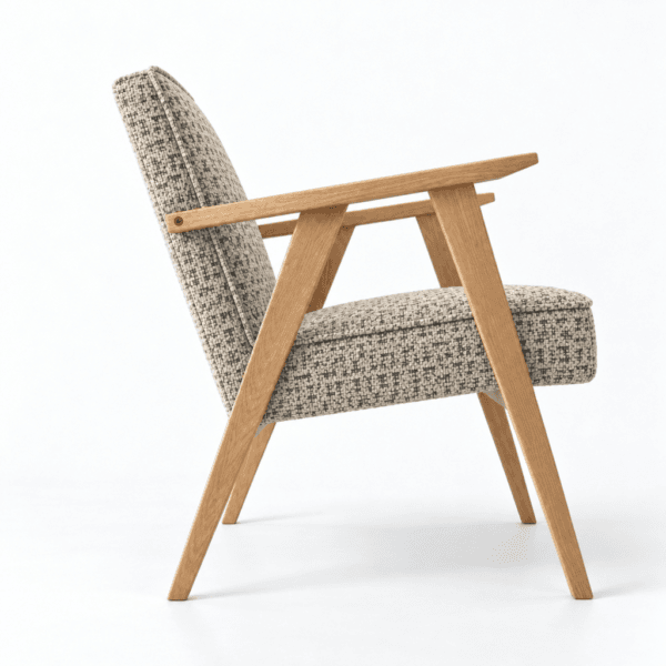 The Armchair No. 4 upholstered in coco CO-11 Beige-Black fabric, oak frame