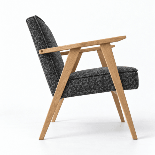 The Armchair No. 4 upholstered in coco CO-98 Grey-Black fabric, oak frame